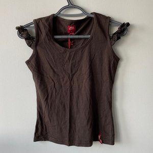Miss Sixty Brown Top With Lace Detailing